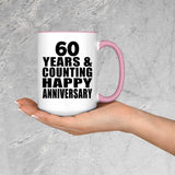 Happy 60th Anniversary 60 Years & Counting - 15oz Accent Mug Pink