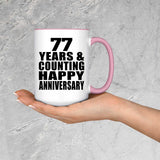 Happy 77th Anniversary 77 Years & Counting - 15oz Accent Mug Pink