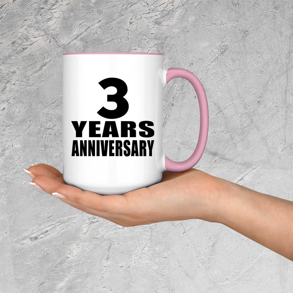 3rd Anniversary 3 Years Anniversary - 15oz Accent Mug Pink