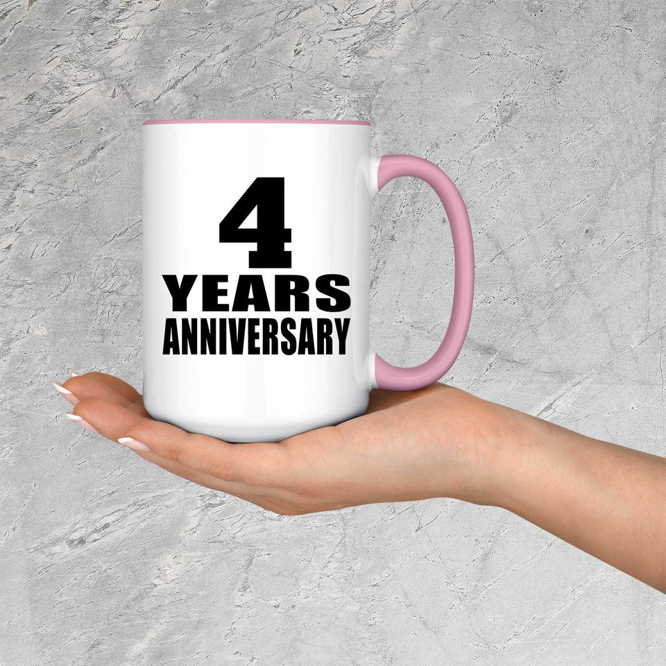 4th Anniversary 4 Years Anniversary - 15oz Accent Mug Pink