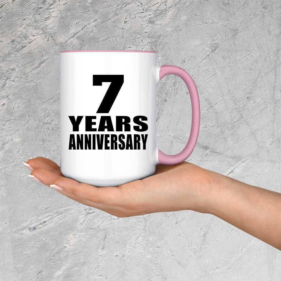 7th Anniversary 7 Years Anniversary - 15oz Accent Mug Pink