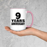 9th Anniversary 9 Years Anniversary - 15oz Accent Mug Pink