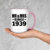 85th Anniversary Mr & Mrs Since 1939 - 15oz Accent Mug Pink
