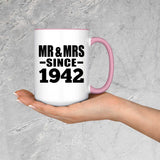 82nd Anniversary Mr & Mrs Since 1942 - 15oz Accent Mug Pink