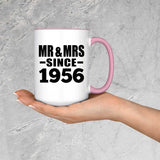68th Anniversary Mr & Mrs Since 1956 - 15oz Accent Mug Pink