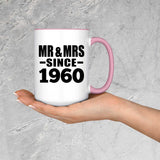 64th Anniversary Mr & Mrs Since 1960 - 15oz Accent Mug Pink