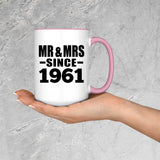 63rd Anniversary Mr & Mrs Since 1961 - 15oz Accent Mug Pink