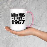 57th Anniversary Mr & Mrs Since 1967 - 15oz Accent Mug Pink