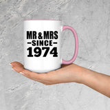50th Anniversary Mr & Mrs Since 1974 - 15oz Accent Mug Pink