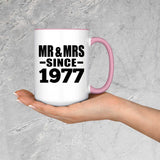 47th Anniversary Mr & Mrs Since 1977 - 15oz Accent Mug Pink