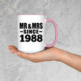 36th Anniversary Mr & Mrs Since 1988 - 15oz Accent Mug Pink