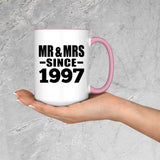 27th Anniversary Mr & Mrs Since 1997 - 15oz Accent Mug Pink