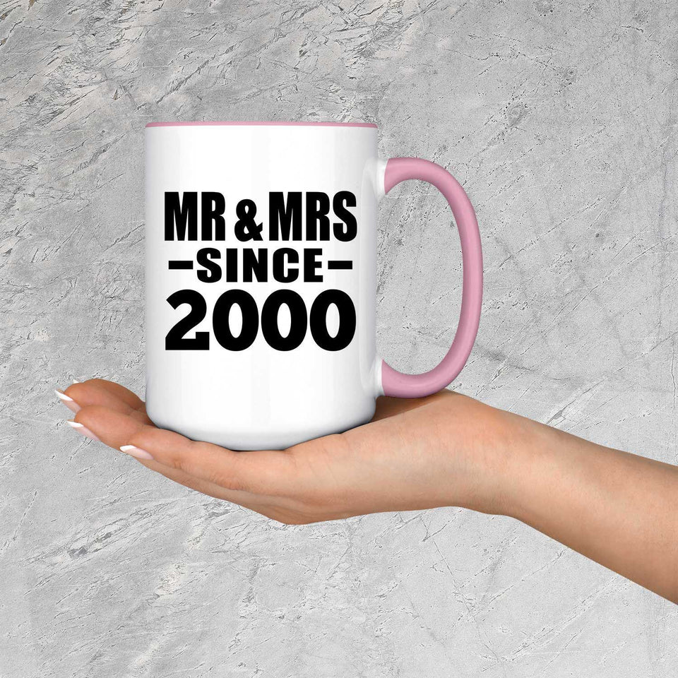 24th Anniversary Mr & Mrs Since 2000 - 15oz Accent Mug Pink