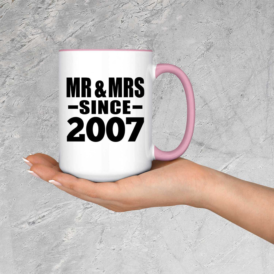 17th Anniversary Mr & Mrs Since 2007 - 15oz Accent Mug Pink