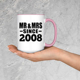 16th Anniversary Mr & Mrs Since 2008 - 15oz Accent Mug Pink
