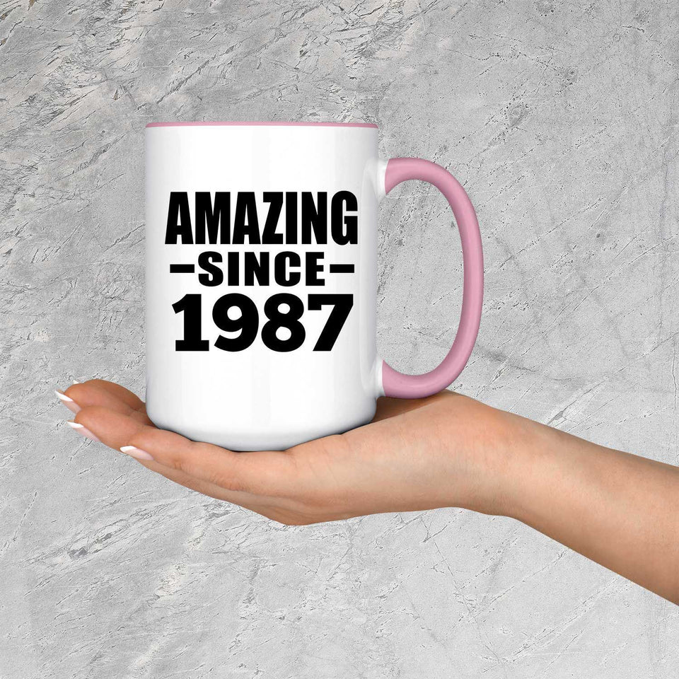 37th Birthday Amazing Since 1987 - 15oz Accent Mug Pink