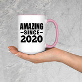 4th Birthday Amazing Since 2020 - 15oz Accent Mug Pink