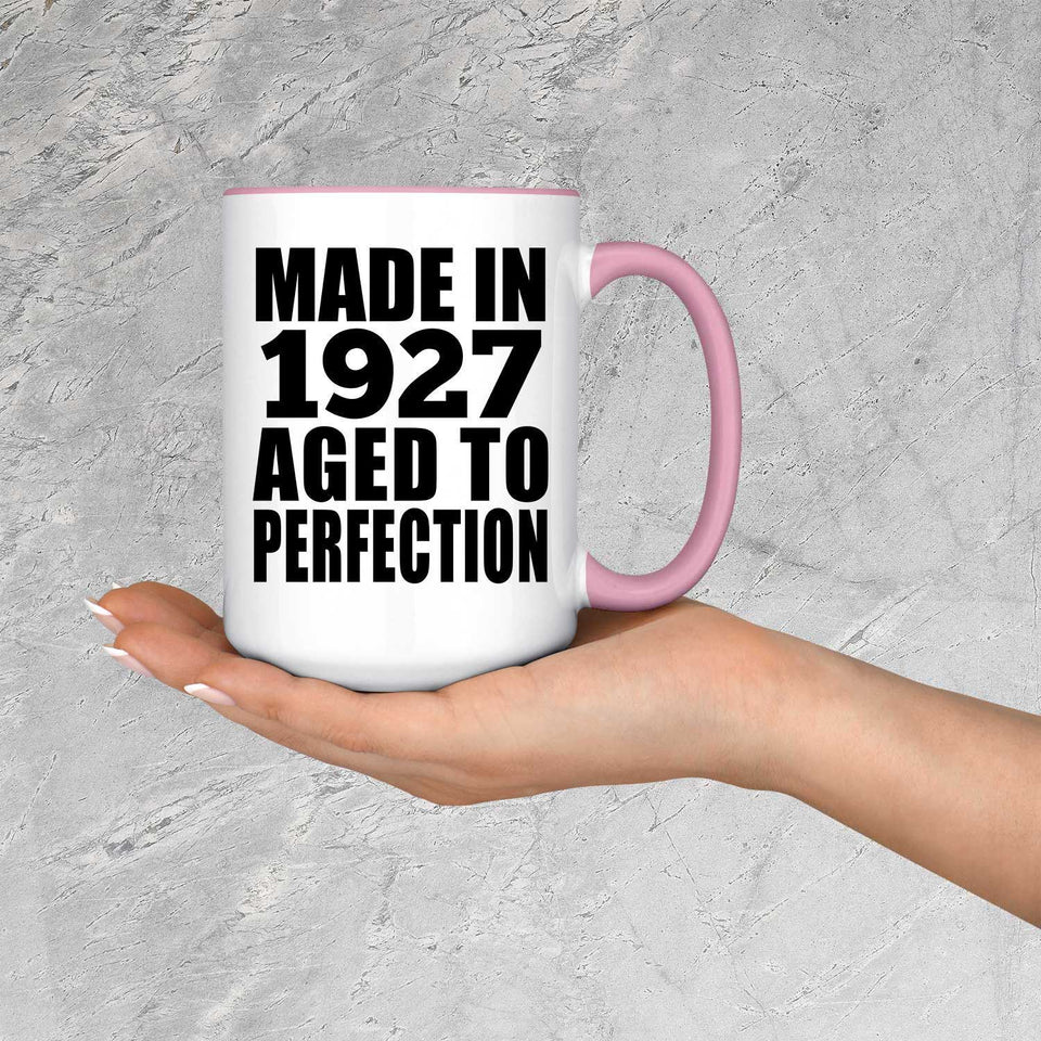 97th Birthday Made In 1927 Aged to Perfection - 15oz Accent Mug Pink