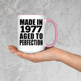 47th Birthday Made In 1977 Aged to Perfection - 15oz Accent Mug Pink