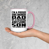 Proud Civil Engineer Dad Of Awesome Son - 15oz Accent Mug Pink