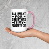 All I Want For Christmas Is My Polydactyl Cat - 15oz Accent Mug Pink