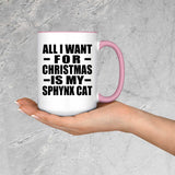 All I Want For Christmas Is My Sphynx Cat - 15oz Accent Mug Pink