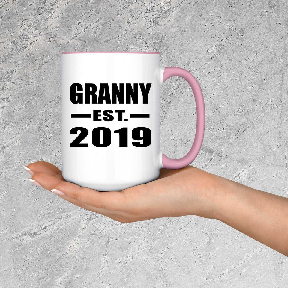 Granny Established EST. 2019 - 15oz Accent Mug Pink