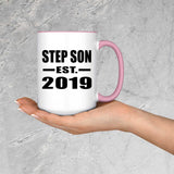 Step Son Established EST. 2019 - 15oz Accent Mug Pink