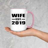 Wife Established EST. 2019 - 15oz Accent Mug Pink