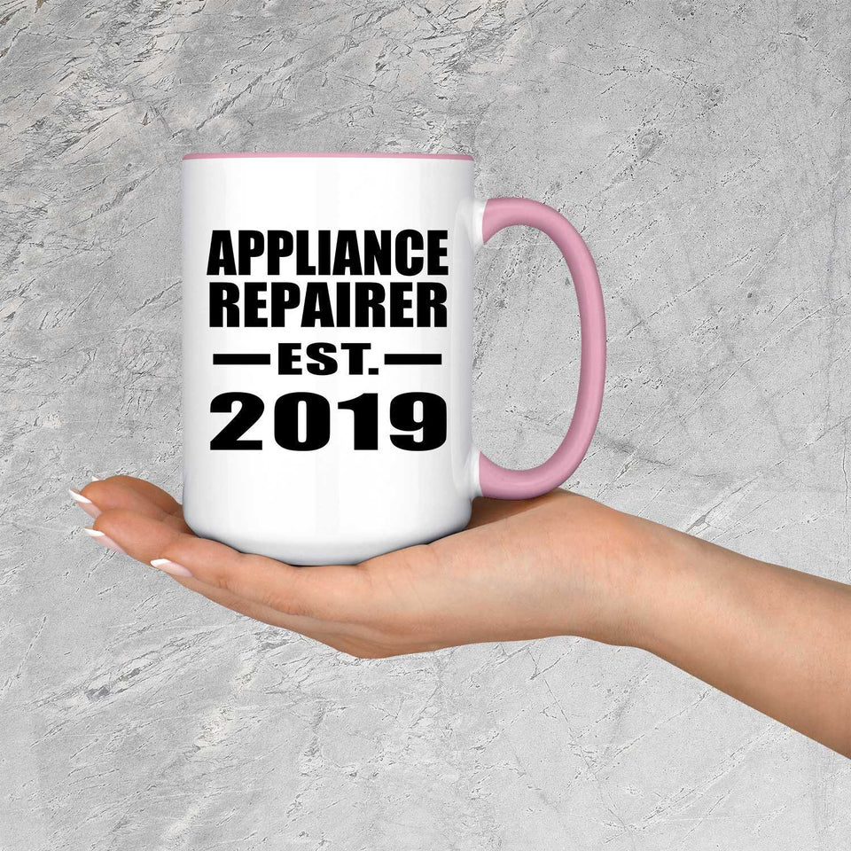 Appliance Repairer Established EST. 2019 - 15oz Accent Mug Pink