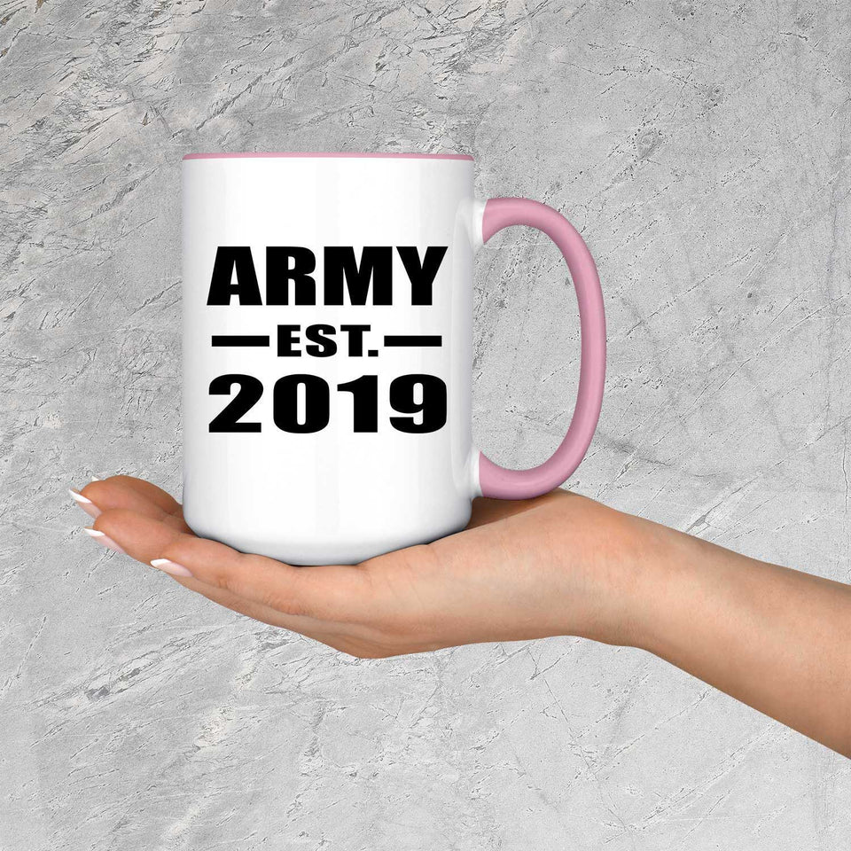 Army Established EST. 2019 - 15oz Accent Mug Pink