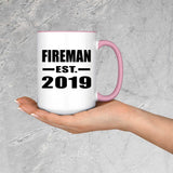 Fireman Established EST. 2019 - 15oz Accent Mug Pink