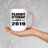 Flight Attendant Established EST. 2019 - 15oz Accent Mug Pink
