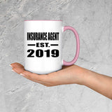 Insurance Agent Established EST. 2019 - 15oz Accent Mug Pink