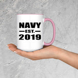 Navy Established EST. 2019 - 15oz Accent Mug Pink