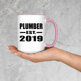 Plumber Established EST. 2019 - 15oz Accent Mug Pink