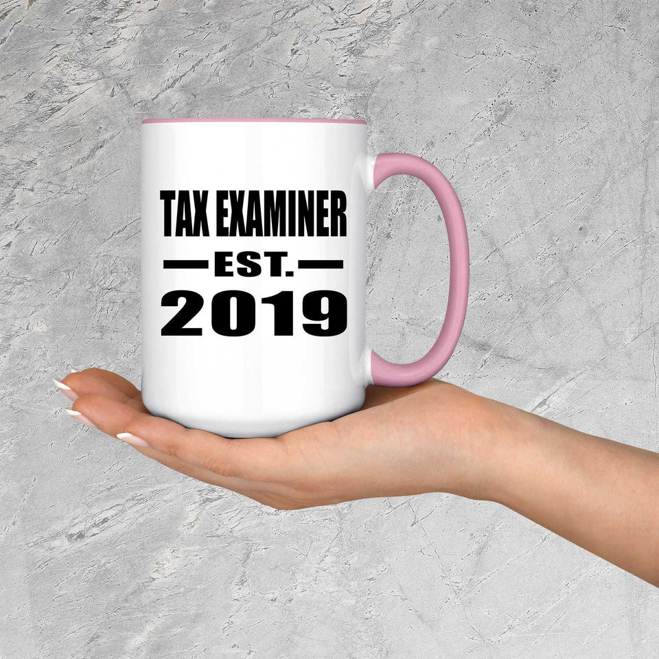 Tax Examiner Established EST. 2019 - 15oz Accent Mug Pink