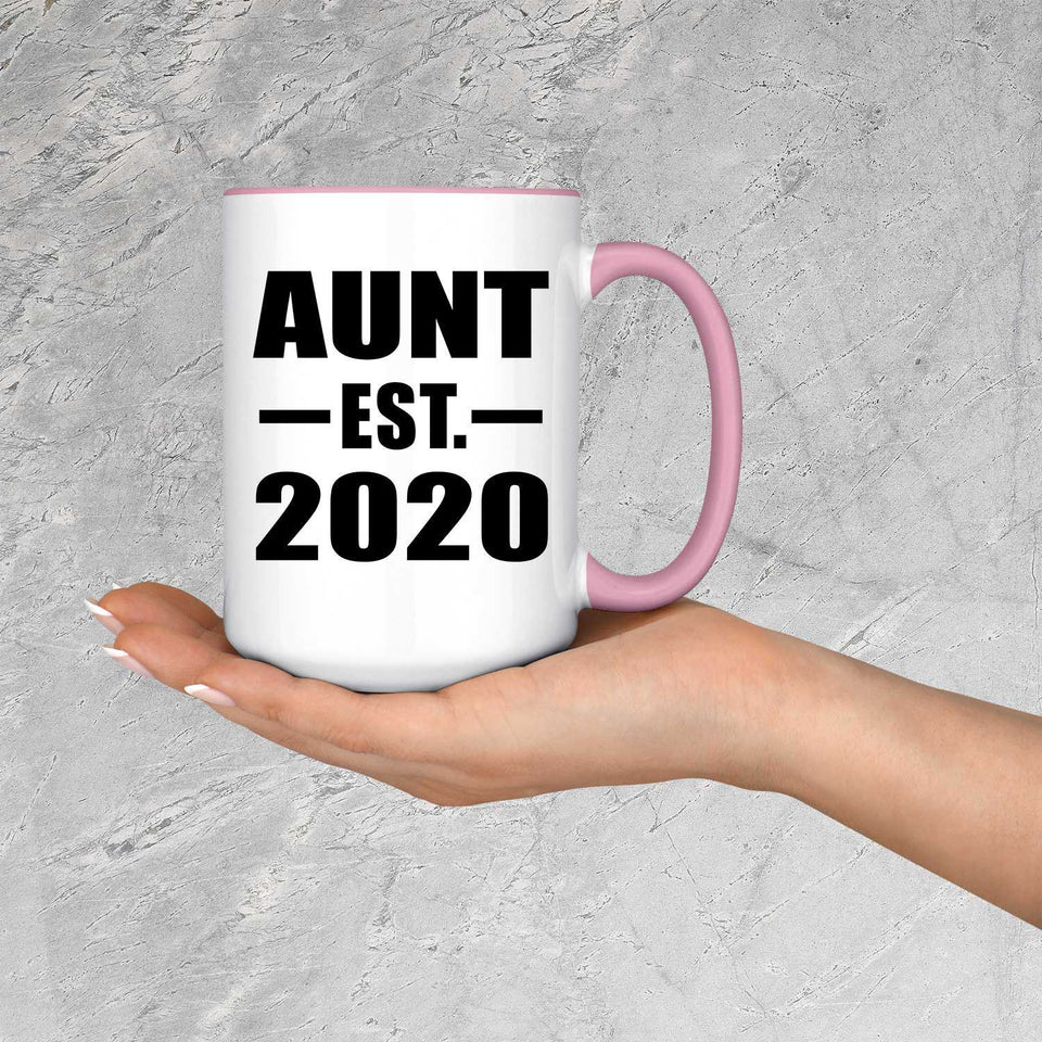 Aunt Established EST. 2020 - 15oz Accent Mug Pink