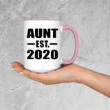 Aunt Established EST. 2020 - 15oz Accent Mug Pink