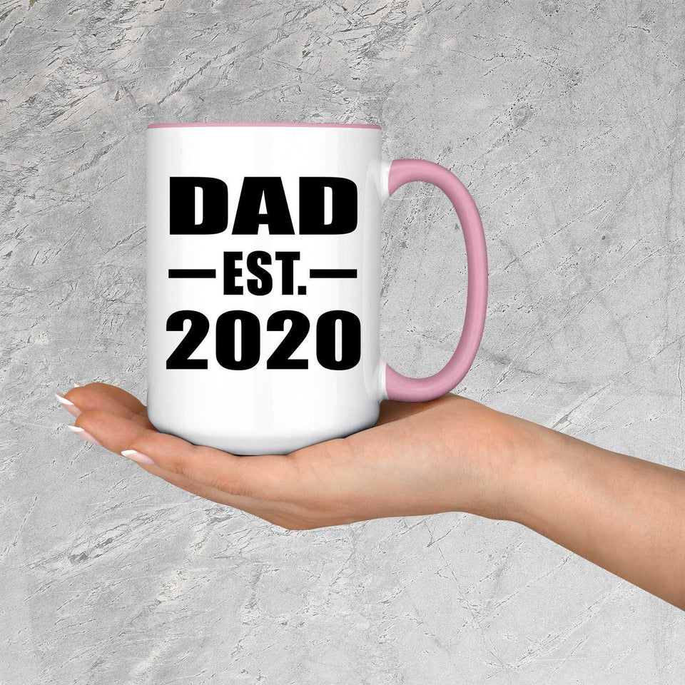 Dad Established EST. 2020 - 15oz Accent Mug Pink