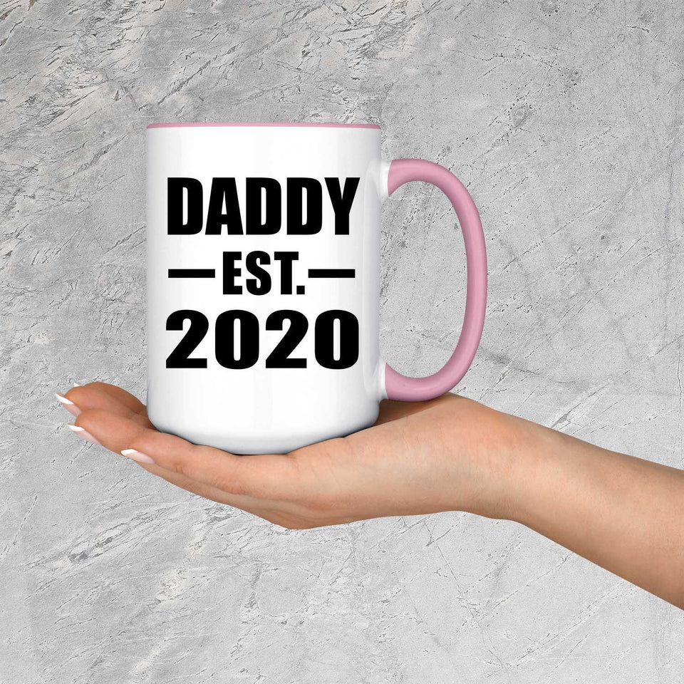 Daddy Established EST. 2020 - 15oz Accent Mug Pink