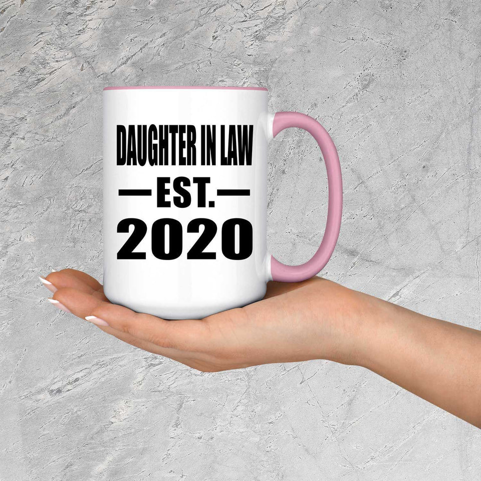 Daughter In Law Established EST. 2020 - 15oz Accent Mug Pink