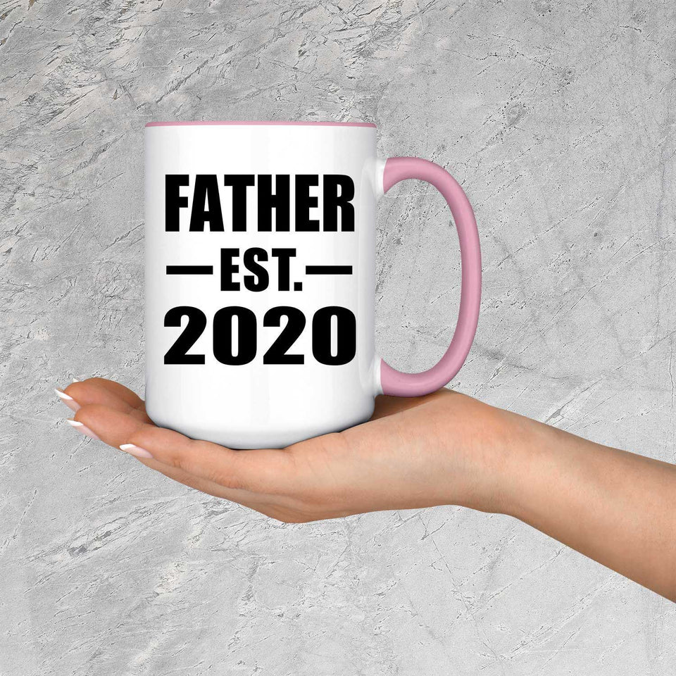 Father Established EST. 2020 - 15oz Accent Mug Pink