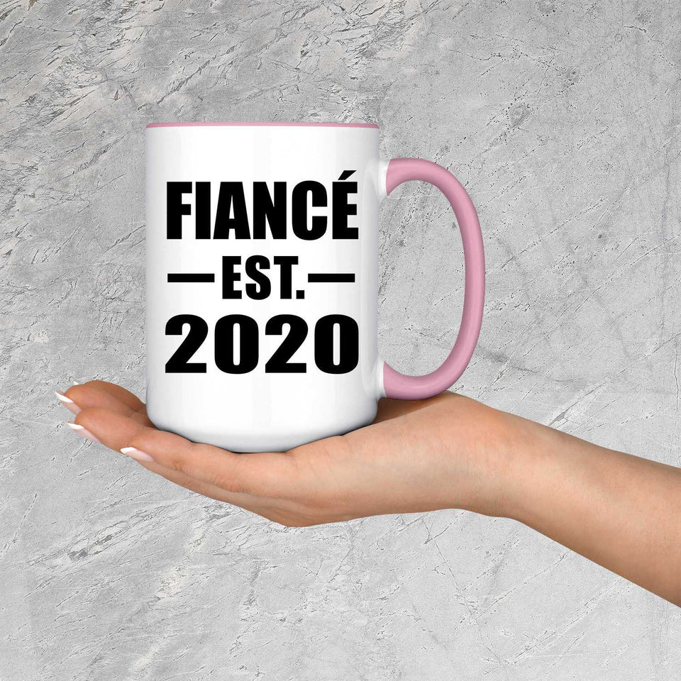 Fiance Established EST. 2020 - 15oz Accent Mug Pink