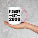 Fiancee Established EST. 2020 - 15oz Accent Mug Pink