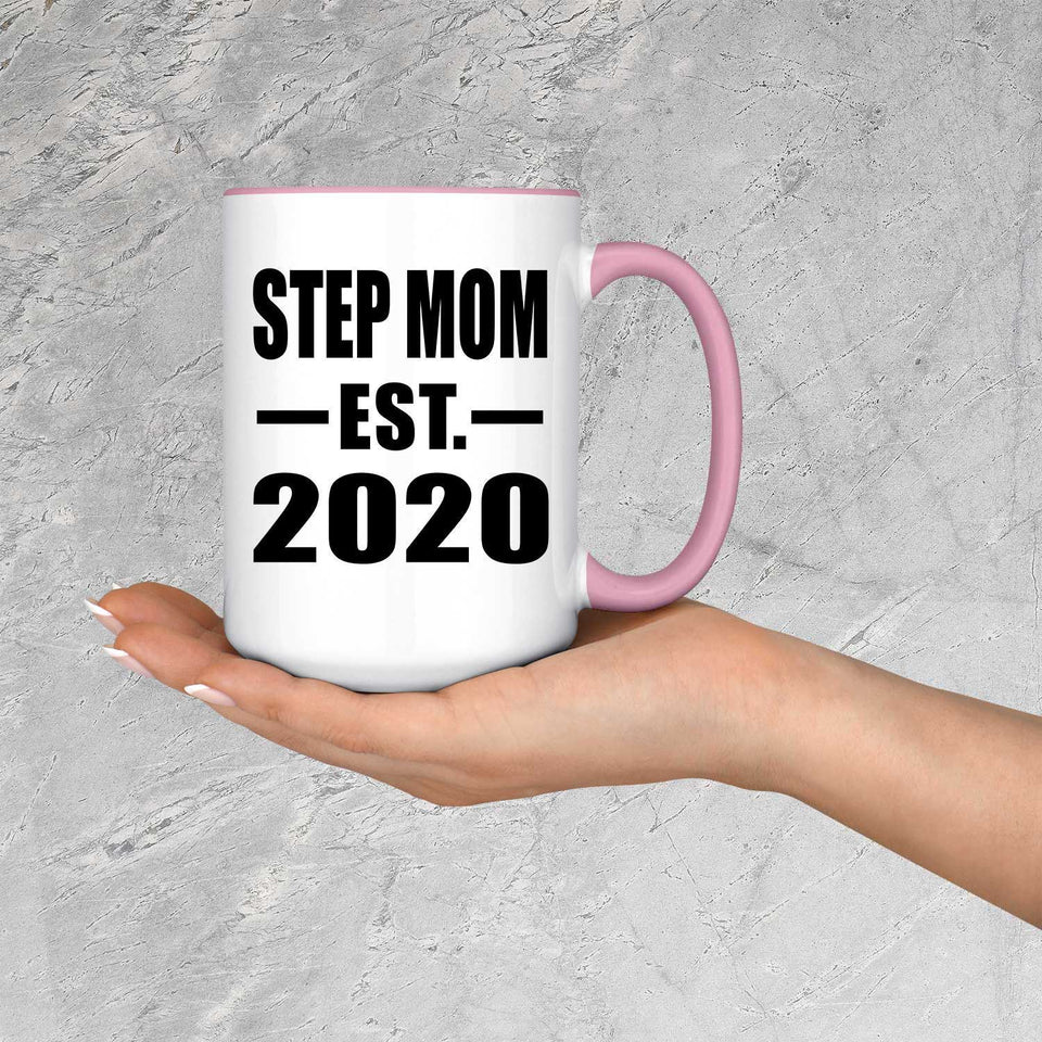 Step Mom Established EST. 2020 - 15oz Accent Mug Pink