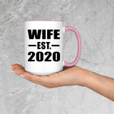 Wife Established EST. 2020 - 15oz Accent Mug Pink