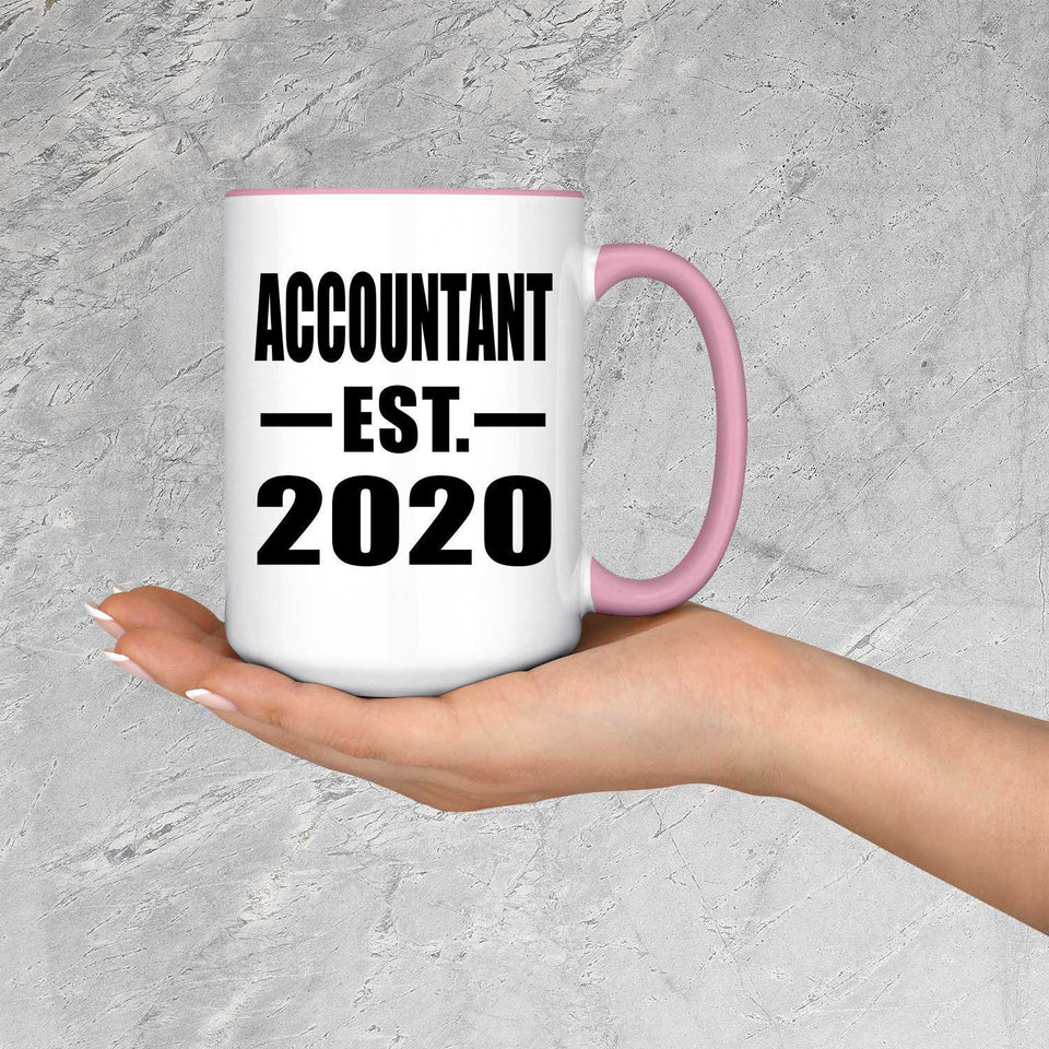Accountant Established EST. 2020 - 15oz Accent Mug Pink