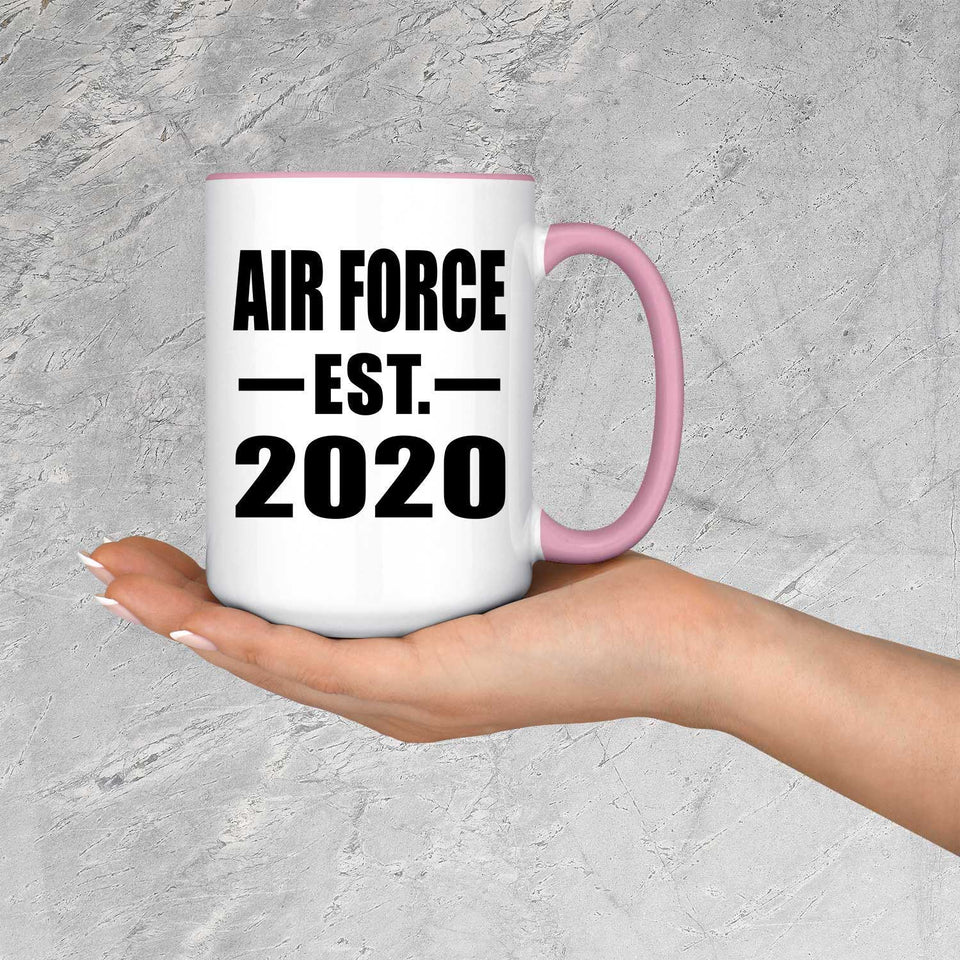 Air Force Established EST. 2020 - 15oz Accent Mug Pink