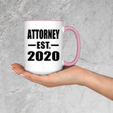 Attorney Established EST. 2020 - 15oz Accent Mug Pink